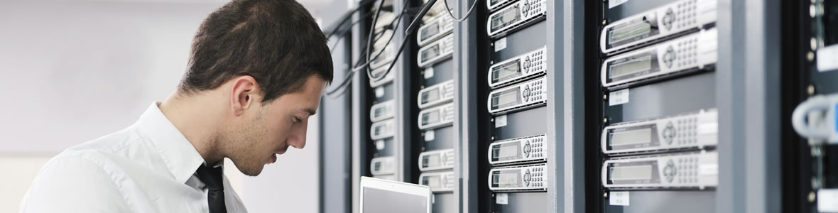 Man working on central system (illustration)